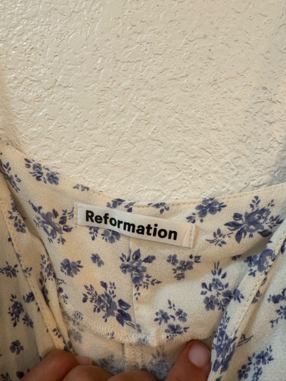 Reformation Crimini Blue and White Floral  Midi Dress with Side Slit - Picture 8 of 12